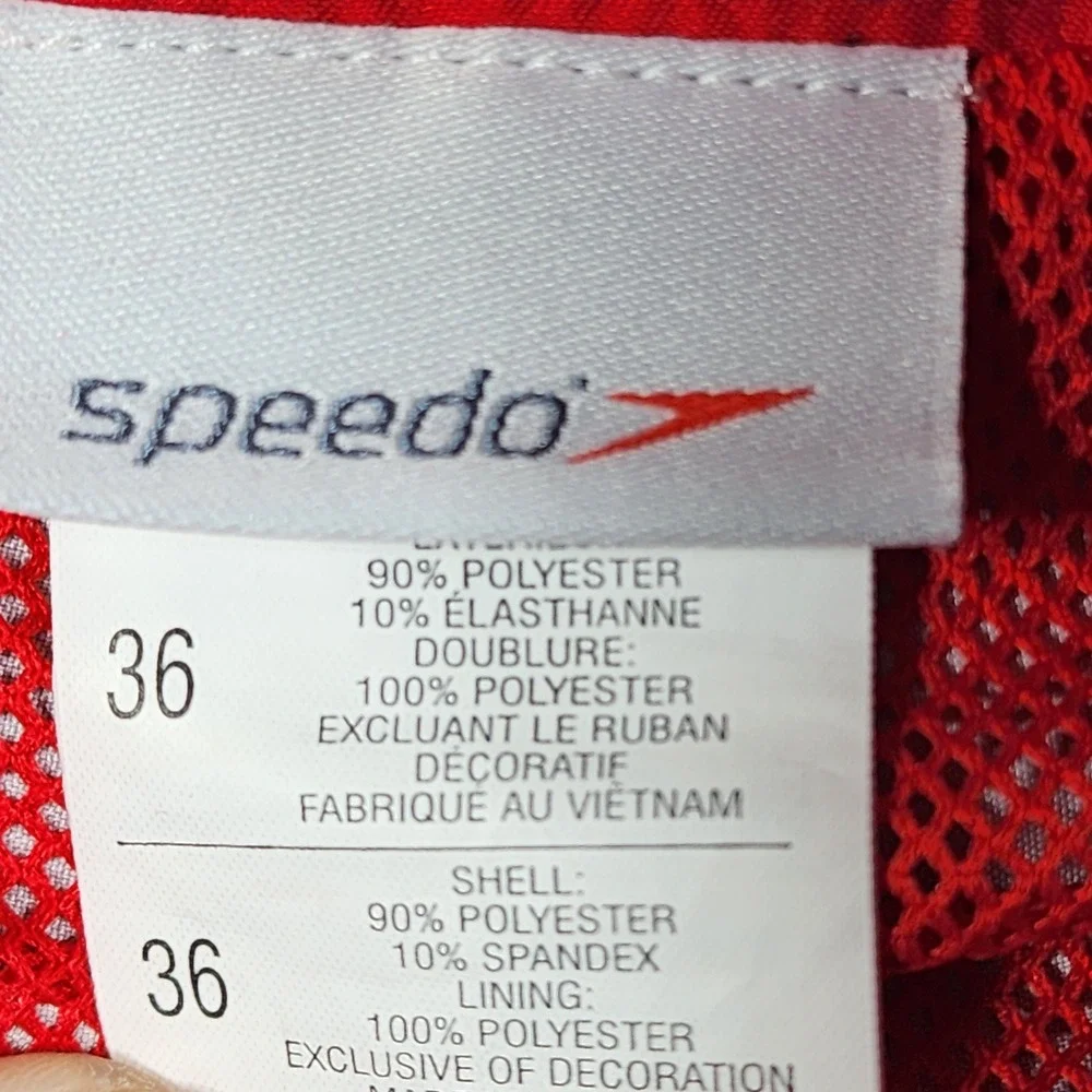 Speedo Mens Board Shorts Red Black Ombre Digital Block Swim Trunks Size‎ 36